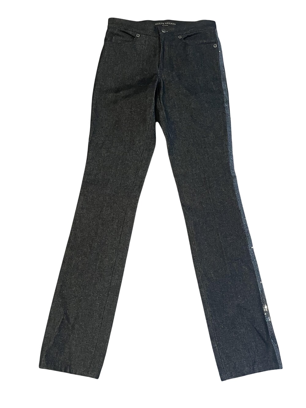 Lauren Ralph Lauren Jeans Womens 2 Gray Skinny Rhinestone Side Stripe Denim